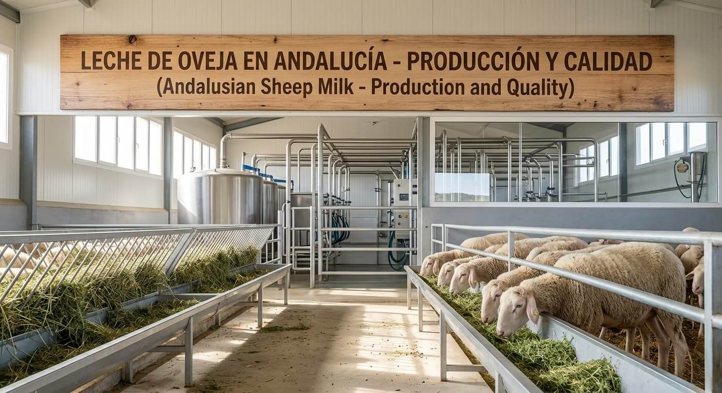Tanque de refrigeración y sistema de ordeño en una explotación ovina de Andalucía